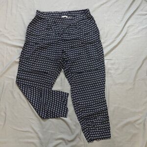 Navy Blue and White Patterned Pants